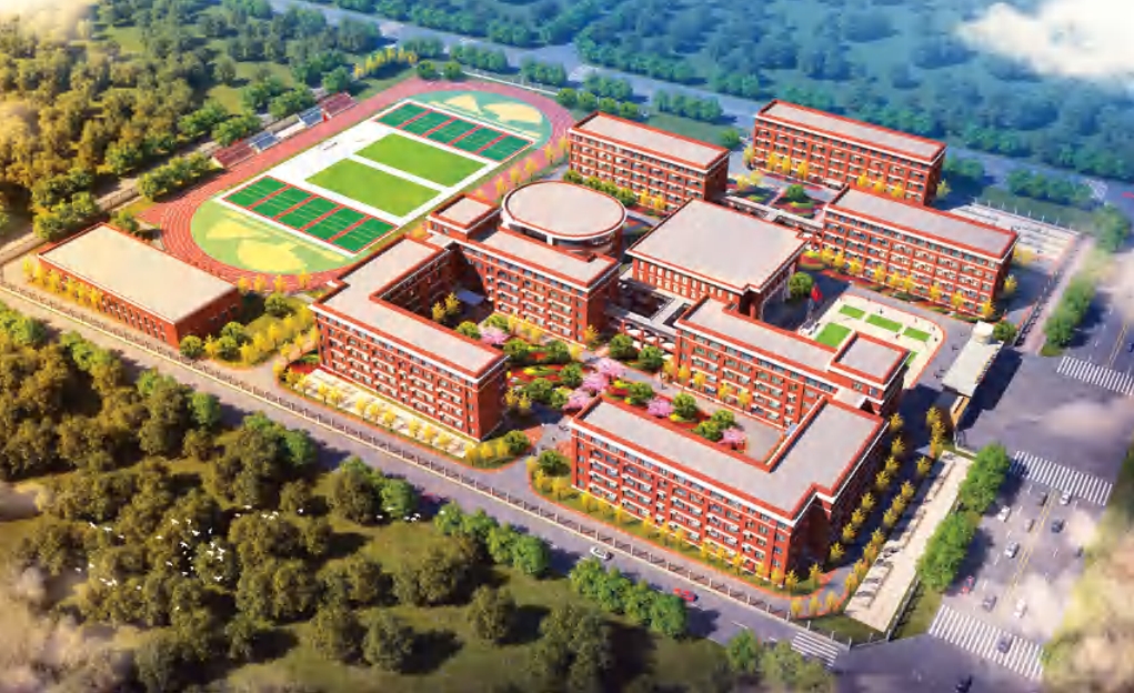 Aerial View of Tongye No.1 Middle School in Luquan City